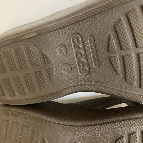 Crocs Patricia II Wedge Slide Sandals Womens 7 Brown Slip On Strappy Shoes - Picture 10 of 10